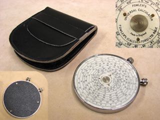 1930's Fowlers Universal calculator in original leather case